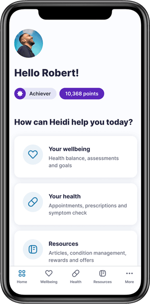 Image of the goals screen within the REACHhealth app